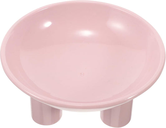 FAVOMOTO Elevated Cat Food Bowl Raised Pet Feeding Dish with Three-Leg Stand Neck Protection Large Opening Pink for Indoor Cats and Dogs