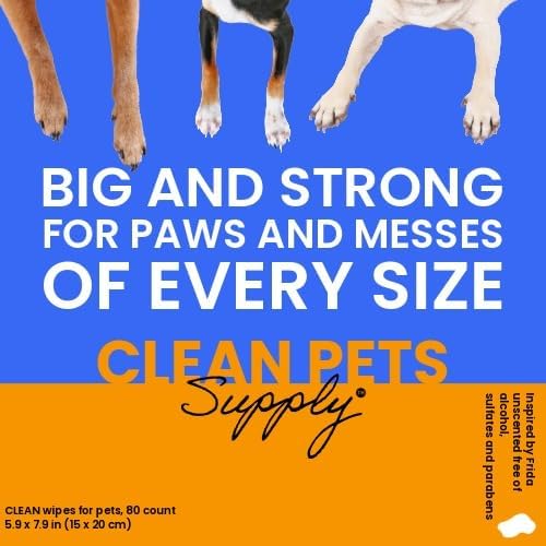 Unscented Dog Grooming Wipes | Hypoallergenic Pet Wipes for Dogs & Cats | Gentle Daily Cleaning for Paws, Face, Body & Butt | 80 Count