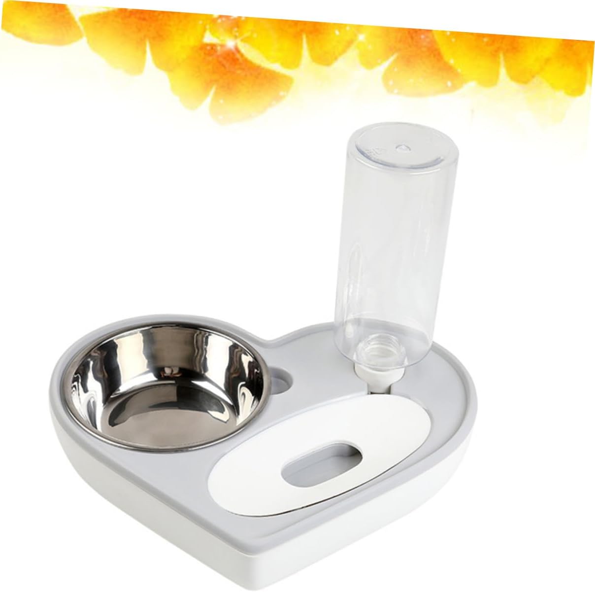 Milisten Automatic Water Dispenser Pet Water Feeder Heart Shaped Bowl Dog Cat Drinking Supplies Grey