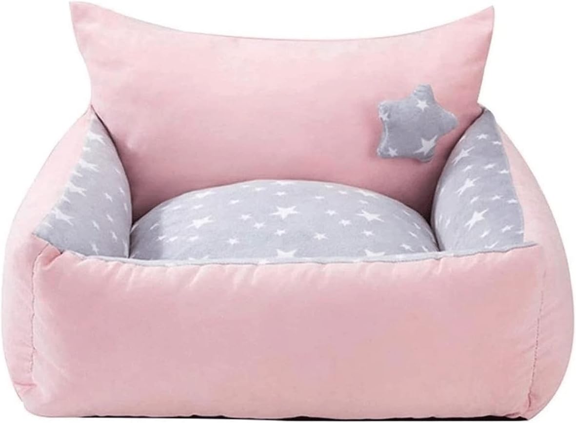 Pet Bed for Small Dogs and Cats Rectangle Nest Soft Warm Paw Print Pet Bed Sofa with Removable Washable Cover
