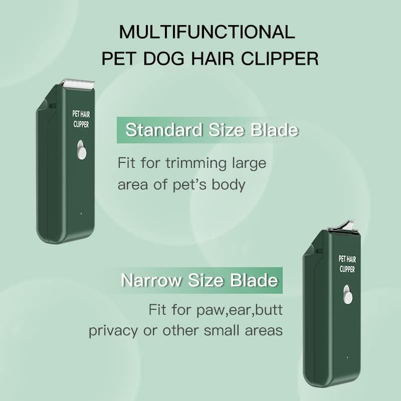 Feet Hair Trimmer, Dog Clippers,Quiet Washable USB Rechargeable Cordless Dog Grooming Kit,Electric Pets Hair Trimmers Shaver Shears for Dogs and Cats Green