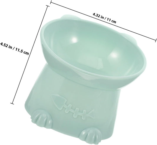 Milisten Raised Tilted Cat Food Bowl with Neck Guard 6cm Elevated Blue Pet Feeder for Indoor Cats Anti-Spill Raised Food Bowl and Small Dogs