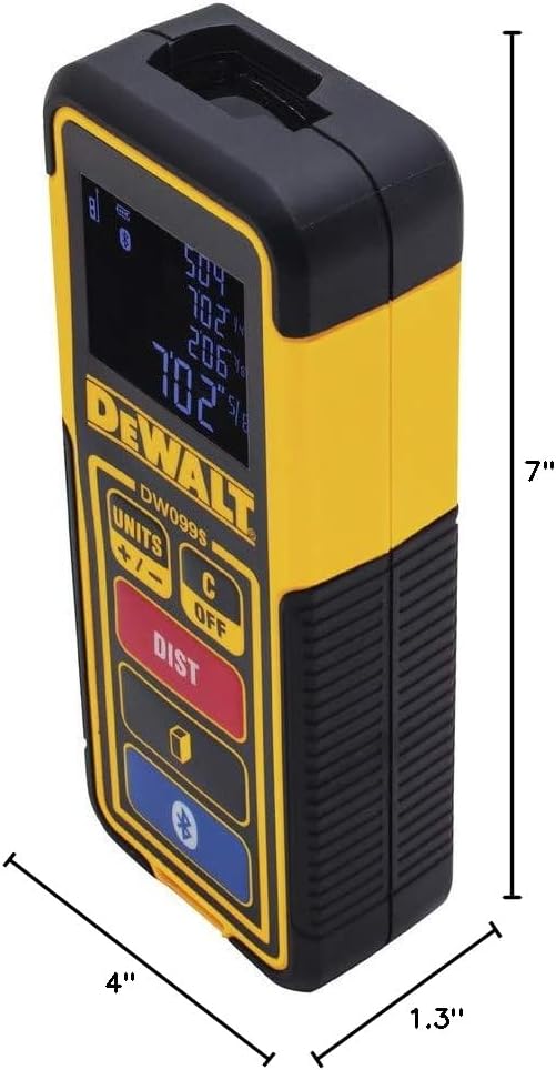 DEWALT Laser Measure Tool/Distance Meter, 100-Feet with Bluetooth (DW099S)