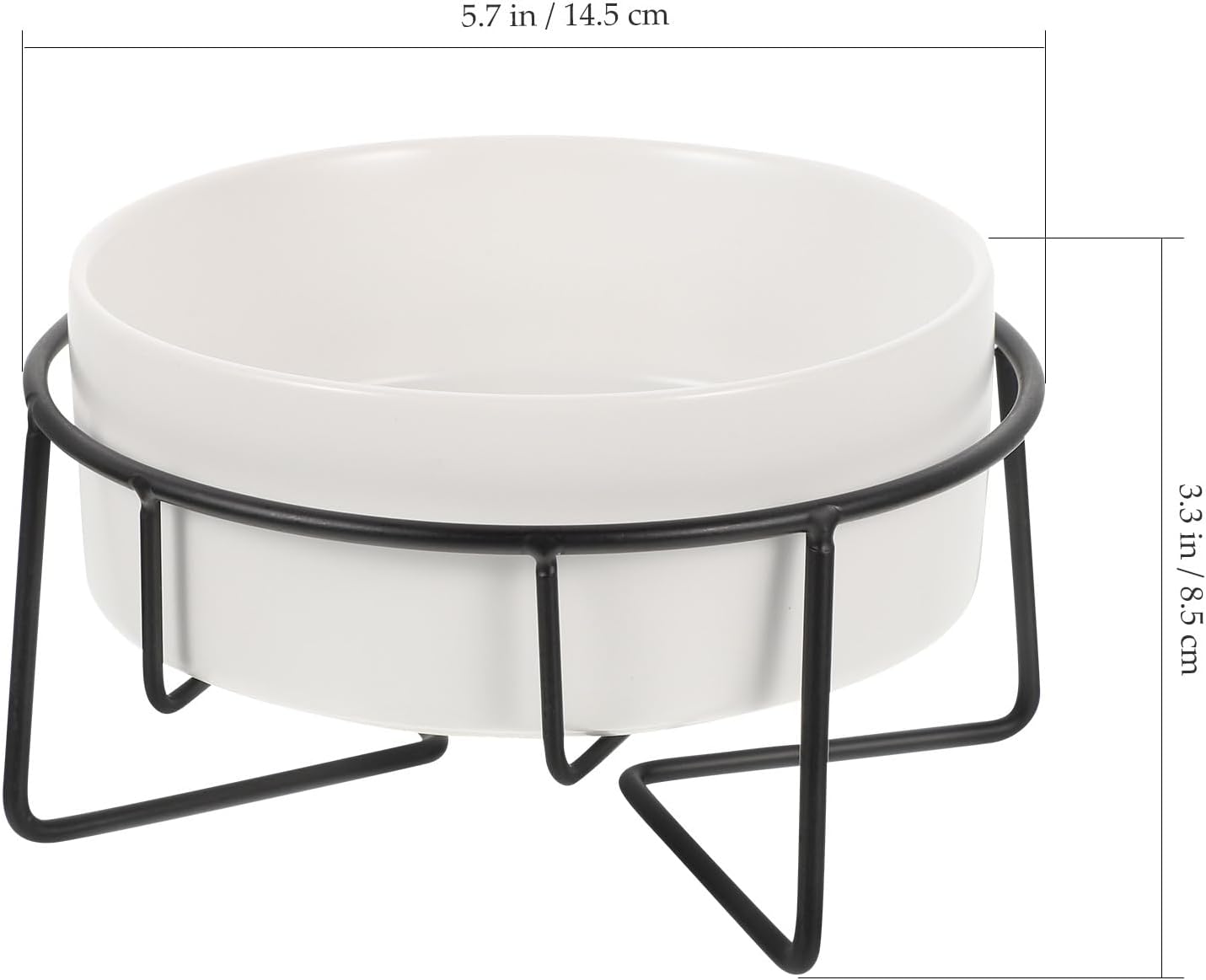 Milisten Raised Cat Bowl with Metal Stand 400ml White Ceramic Food and Water Feeder Elevated Pet Feeding Bowl for Cats and Small Dogs with Neck Protection for Home Use