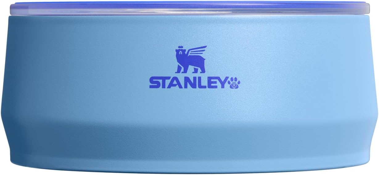 STANLEY Pet Bowl | 3-Cup (24 oz) Insulated Stainless Steel Dog & Cat Bowl | Splash-Resistant Lid | Dishwasher Safe | BPA-Free | Blue Sky
