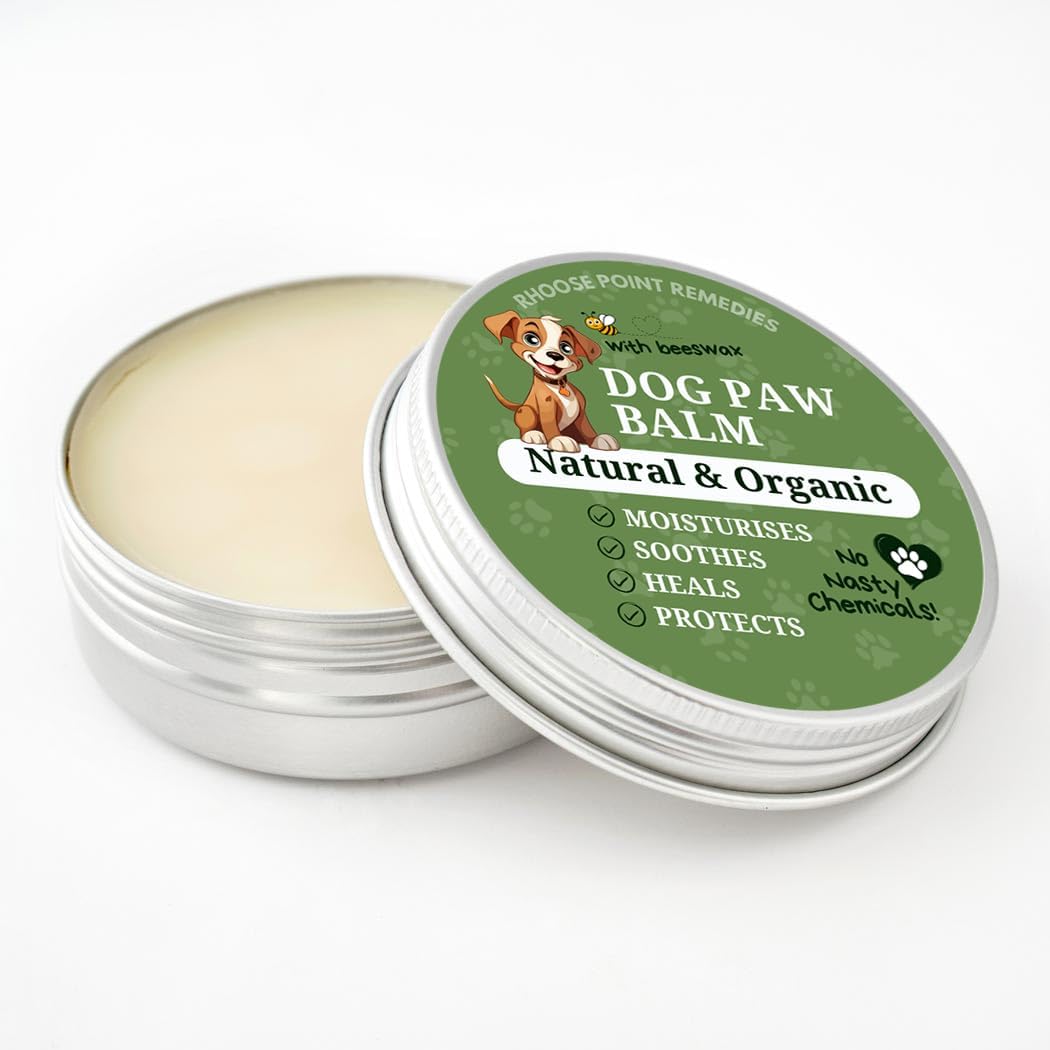 Lick Safe Dog Paw Balm - Softens, Heals, Soothes & Protects Dogs Paws, Noses & Skin. All Natural, Organic Ingredients. Lick-Safe Protection for Dogs with Beeswax (2 fl.oz - Standard Tin)