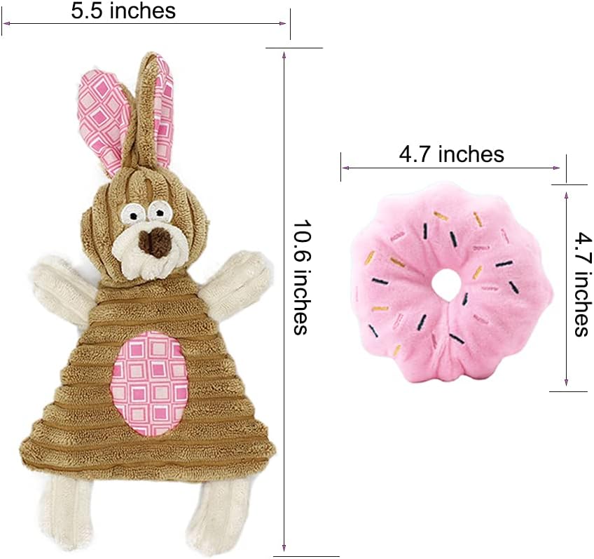 Puppy Toys for Teething Puppies, Puppy chew Toys for Small Dogs, Squeaky Bunny Dog Toys for Puppies, Small Puppy,Pink, 4pcs