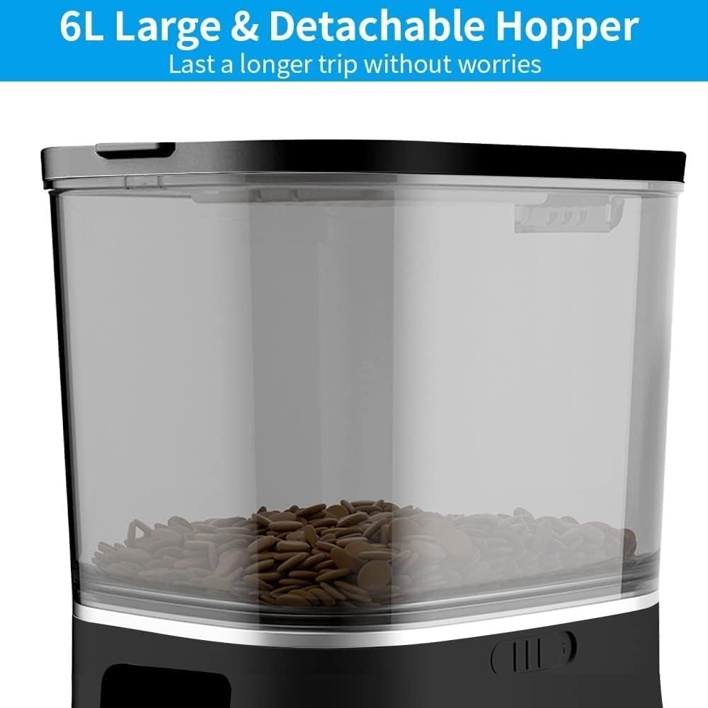 Pet fountain Automatic Feeders, 6L Programmable Feeder, Stainless Steel Bowl Pet Feeder for s and Dogs, Timed Food Dispenser, Auto Feeder, w/Voice Recorder, Detachable Hopper Pet water dispenser