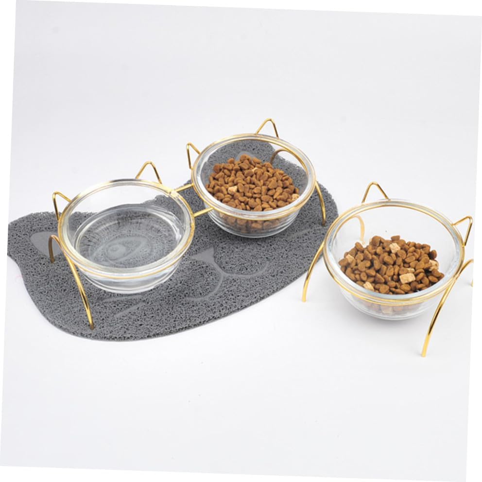 Milisten Elevated Glass Cat Bowl with Slant Design and High Stand, Raised Pet Feeding Dish with Neck Guard, Single Tilted Cat Food Bowl for Comfortable Eating