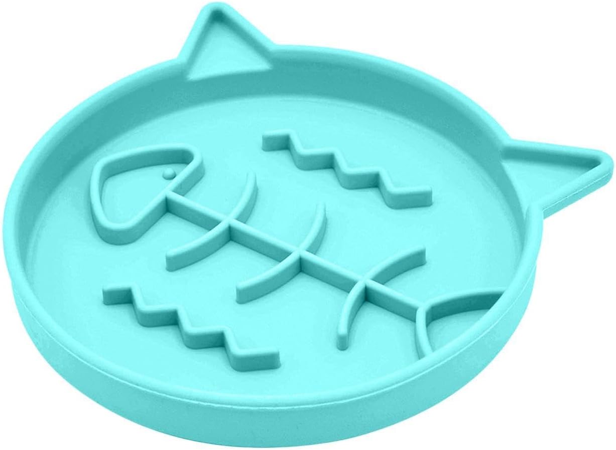 Slow Feeder Cat Bowl, Puzzle Non-Slip Pet Dish for Cats and Puppies, Indoor Outdoor Feeding Bowl, Promotes Healthy Digestion, Prevents Choking, Easy to Clean, Keeps Floor Clean During Mealtime