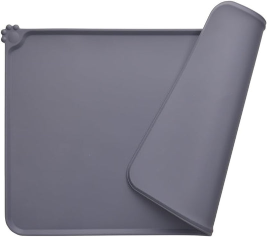 Guardians Silicone Dog Cat Bowl Mat, Non Slip Pet Feeding Mat, Waterproof, Grey, 18.5"x11.8"