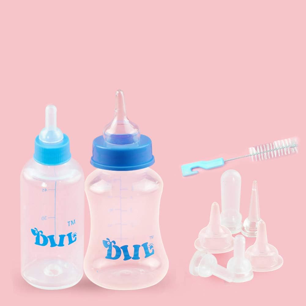 OMEM Baby Pet Nursing Bottle Replacement Nipple Feeding for Newborn Kitten Puppy Small Animals 60ml/120ml (Large)