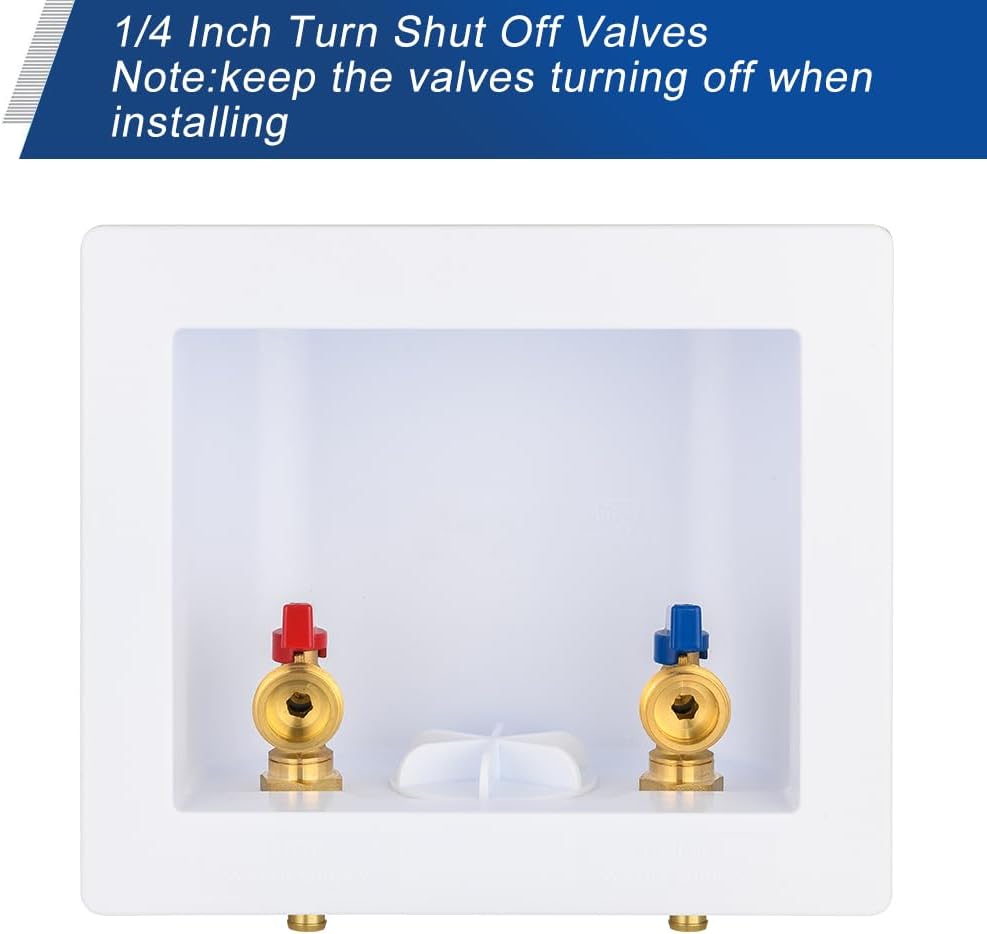 EFIELD Universal Washing Machine Outlet Box, 1/2-inch Pex Crimp Inlet x 3/4 inch MHT Outlet Connection, Center Drain,(WM048)