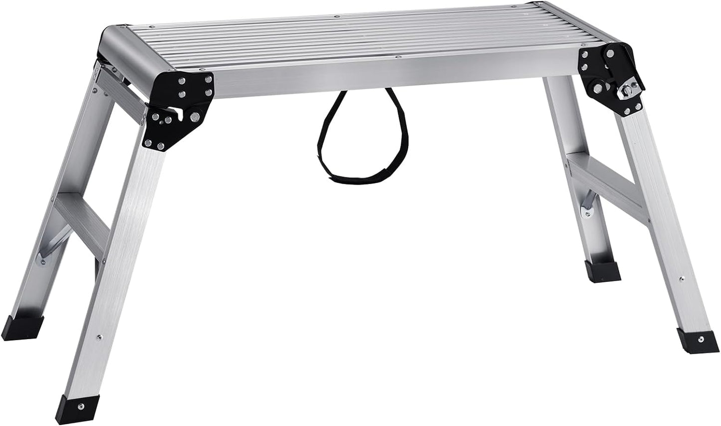 VEVOR Folding Work Platform, 30"×12"×20" Aluminum Drywall Stool Ladder, 330 lbs Load Capacity Heavy Duty Work Bench w/Non-Slip Feet, Ideal for Washing Vehicles, Cleaning, Painting, Decorating