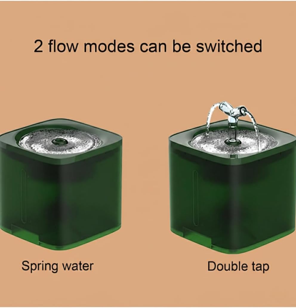 Cat Water Fountain, Ultra-Quiet Automatic Pet Water Dispenser,Low Noise FCC & CE Certified Safe, BPA-Free, Triple Filtration Drinking Fountain for Cats and Dogs (Green) 2 Free Filters