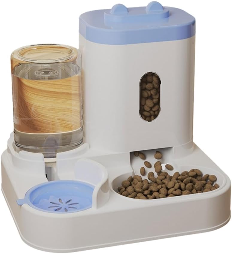 Large Dog Bowl Cats Food Bowls 2 in 1 Pet Feeders with Water Fountain Feeder and Waterer Food Container Supplies
