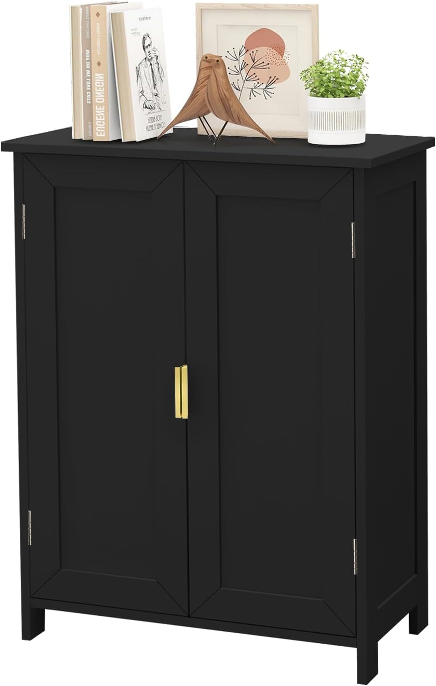 TaoHFE Black Bathroom Storage Cabinet,Bathroom Cabinets Freestanding with 2 Doors,Towel Cabinet for Bathrooms,Restroom Cabinets,Small Storage Cabinet for Office,Restaurant,Living Room