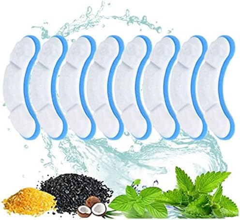 Cat Water Fountain Replacement Filters, 8 Pack Carbon Filter Cartridges for Pet Fountain, Compatible with Most Automatic Cat Water Dispenser, White & Blue