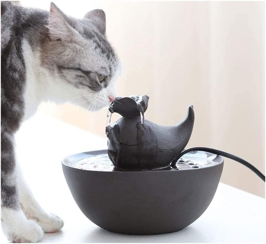 Fountain Portable Automatic Circulation Pet Water Dispenser for Cats Dogs Ceramics Cat Water Fountain for Drinking,UltraQuiet Pump Pet Water Dispenser (Color : Blue) (Brown)