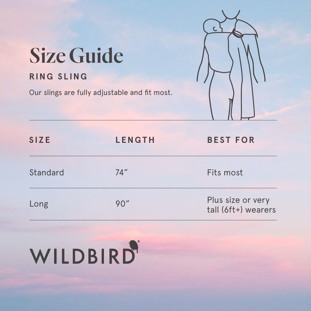 WildBird - Ring Sling Baby Carrier - 0-36 Months (up to 35 lbs) - Standard (74") Sparrow & Bronze Ring - Front, Hip or Back Carry - Adjustable Fit - Natural Linen - Baby Essentials - New Mom Gifts