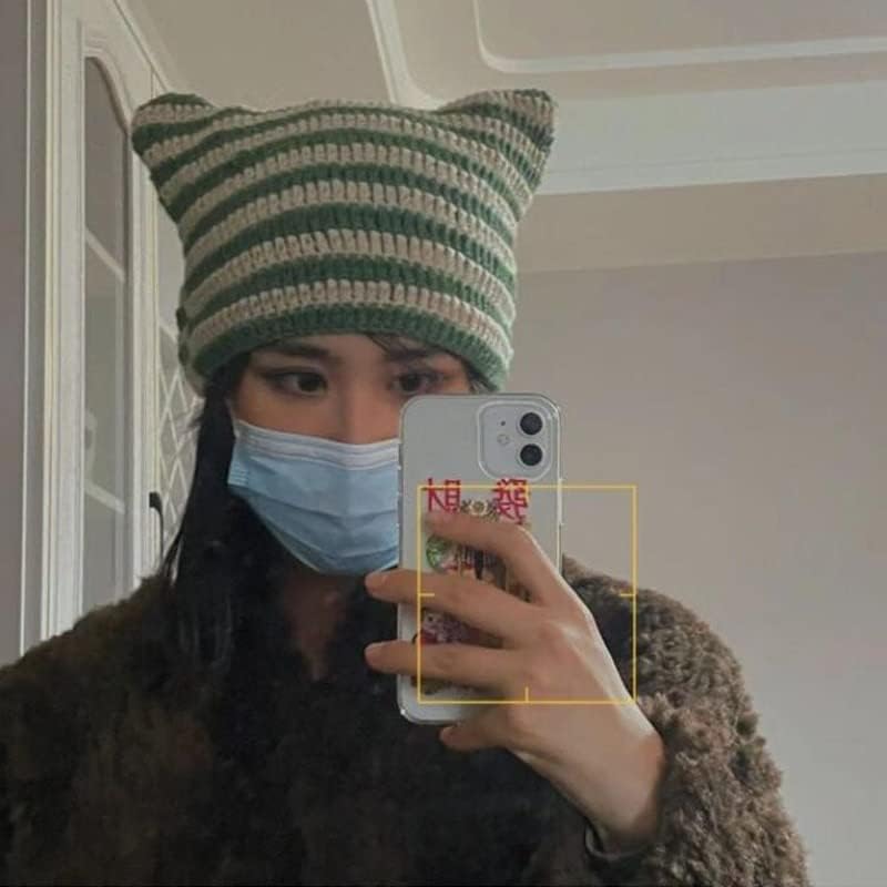 Crochet Hats for Women Cat Beanie Vintage Beanies Women Fox Hat Grunge Accessories Slouchy Beanies for Women