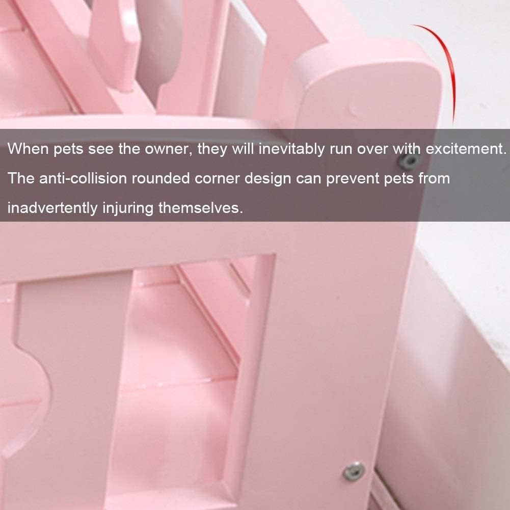 Dog Bed Dog Bed Wooden Dog Cat Bed Pink Pet Bed Bed with Guardrail and Elevated Stairs Pets Lounge Steps for Large Medium Small Pets for Dogs Pet Cat (A 80×60×44cm)