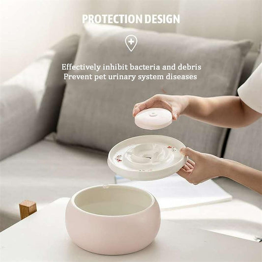 Ceramic Cats Drinking Water Fountain 1.8L Cats Dogs Drinker Bowl Electric Automatic Water Feeder Dispenser Pet Bowls Keep Warm (Color : Pink) (Blue)