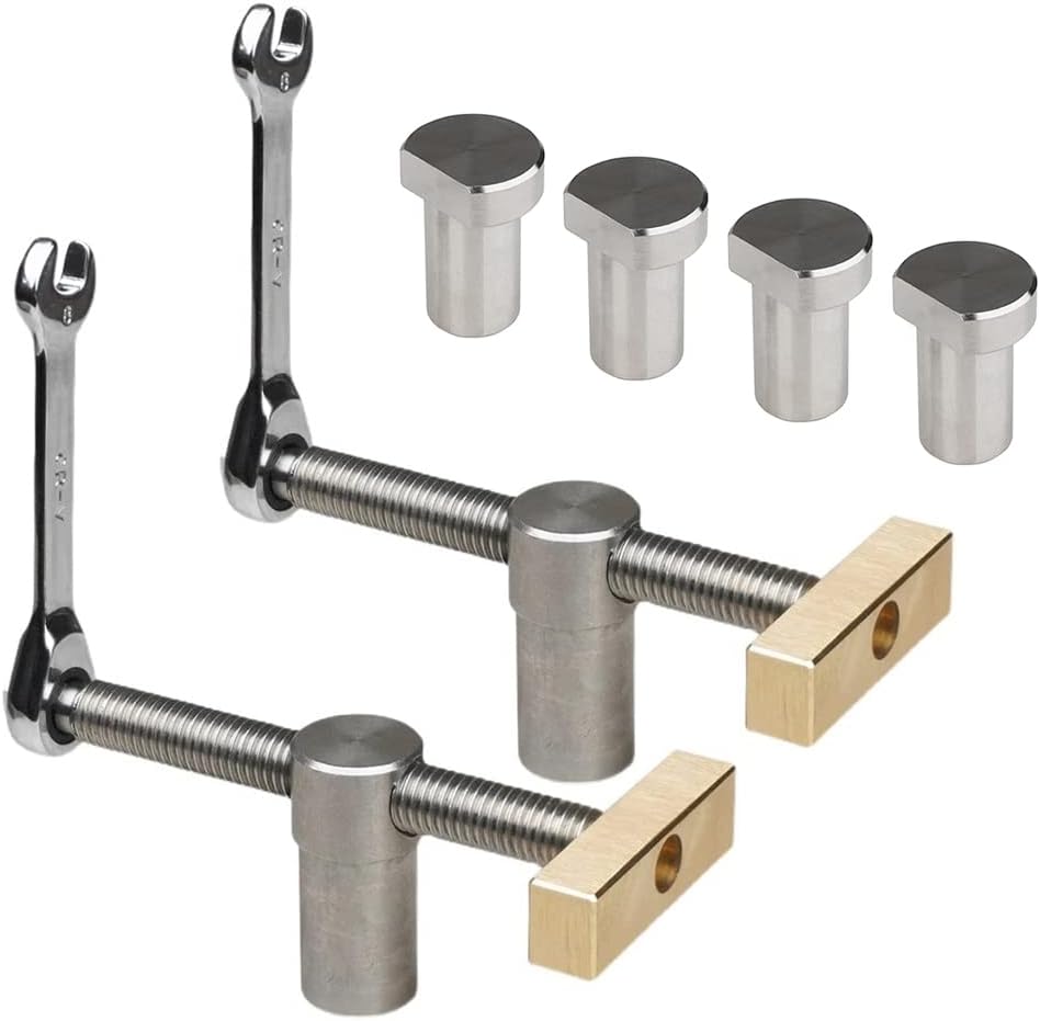 TOOLCOOL Bench Dog Clamp 3/4 Inch Dog Hole Clamp with Stainless Steel Bench Dogs for Woodworking MFT Table Workbench (2 Pack)