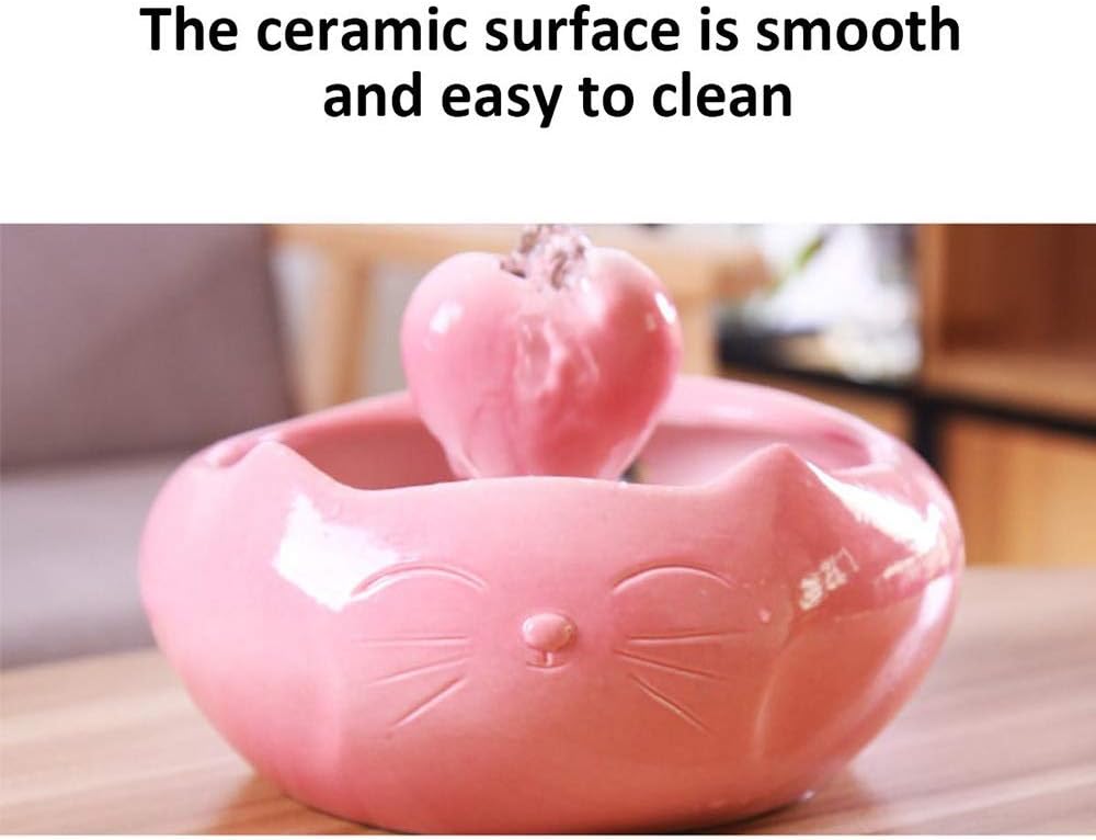 Ceramics Cats Drinking Feeder Automatic Circulating Water Feeder Pet Water Dispenser 3D Fountain Water Basin (Color : White) (Green)