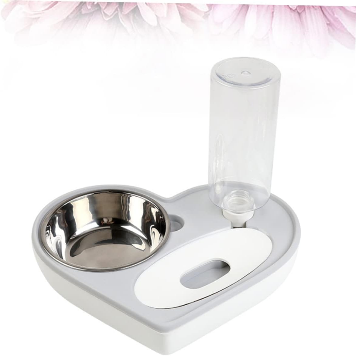Milisten Automatic Water Dispenser Pet Water Feeder Heart Shaped Bowl Dog Cat Drinking Supplies Grey