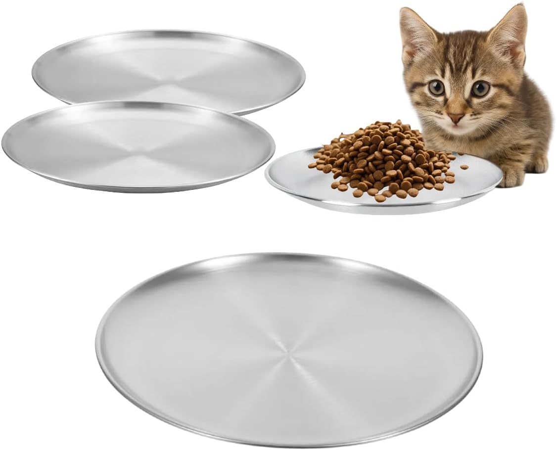 4-Pack Stainless Steel Cat Dish,Shallow cat Bowl,Cat Bowls Whisker Friendly,Grade 304 18/8, Dishwasher Safe,Easy to Clean