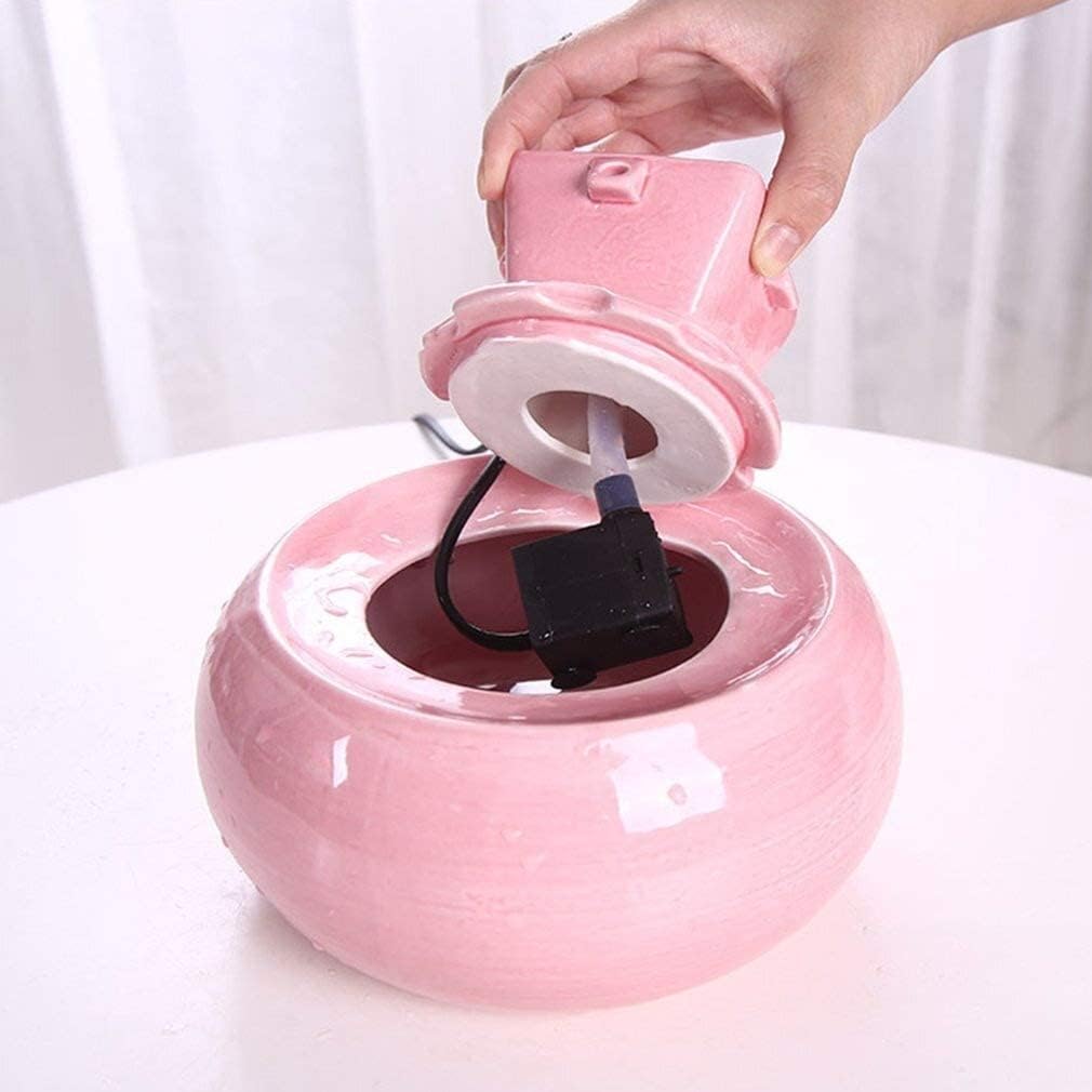 Fountain Cat Ceramic Automatic Drinking Fountain Pet Water Dispenser Cycling Filter Fountain Cat Supplies Feeder NonSlip Pet Water Dispenser (Color : Pink) (Blue)