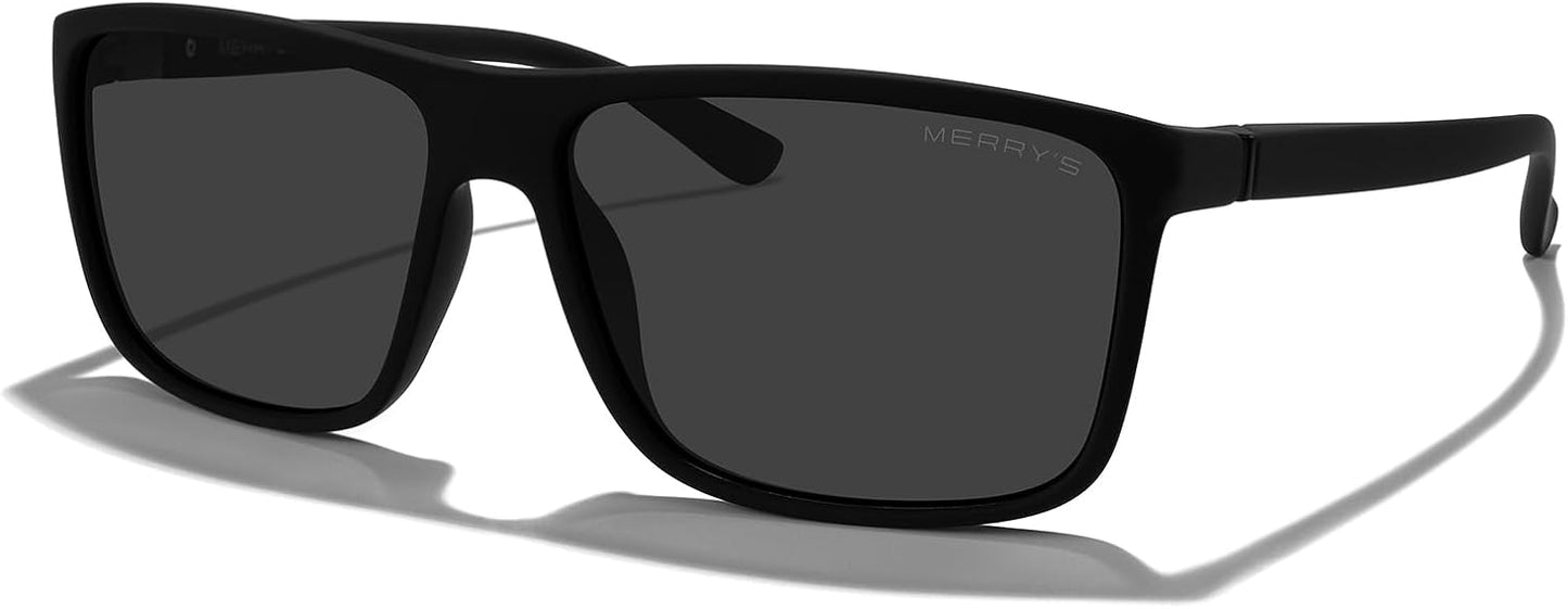 MERRY'S Rectangular Polarized Sports Sunglasses for Men Women Cycling Driving Fishing UV400 Protection S8225