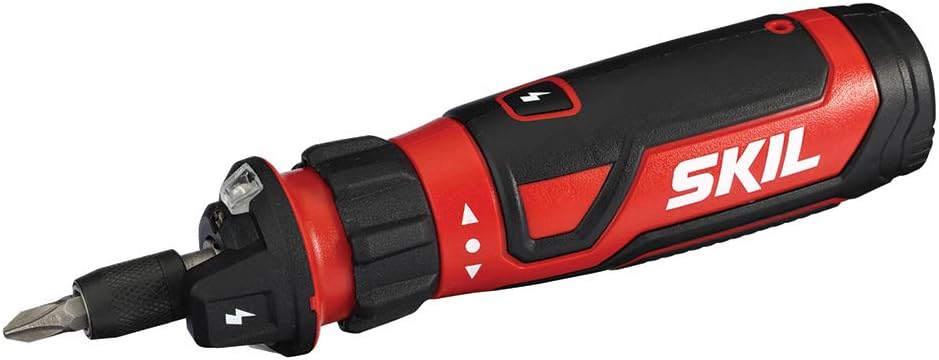 SKIL Rechargeable 4V Cordless Screwdriver with Circuit Sensor Technology Includes 45pcs Bit Set, USB Charging Cable, Carrying Case - SD561204