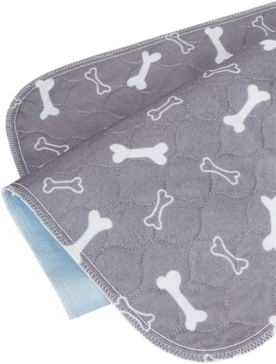 Washable Pee Pads for Dogs, Large 2Pack Reusable Puppy Pads, Absorbent Whelping Pads with Bone Print, Non-Slip Waterproof Pet Training Pads for Couch, Crate, Potty Training 18x24