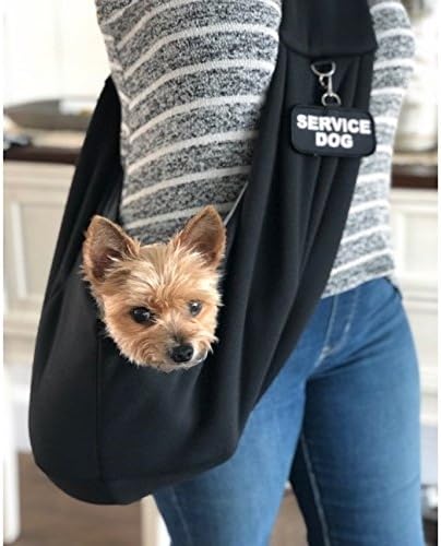 Small Service Dog Sling Carrier with ID Tag | EZ-Sling for Small Dogs | Includes Five Service Dog Law Handout Cards| Comfortable Alternative to Conventional pet Carriers