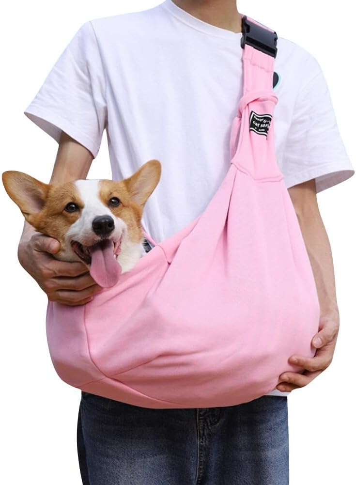Small Dog Sling Carrier, Adjustable Dog Carrier Sling Hand-Free Puppy Carriers for 14.3lbs Small Dogs and Cats Outdoor