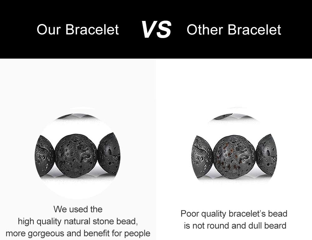 M MOOHAM Easter Gifts for Mens Boy Easter Basket Stuffers - Beaded Natural Stone 8mm Tiger Eye Matte Agate Lava Rock Bracelets Set for Men Teen Boys Dad Grandpa Birthday Gifts Jewelry