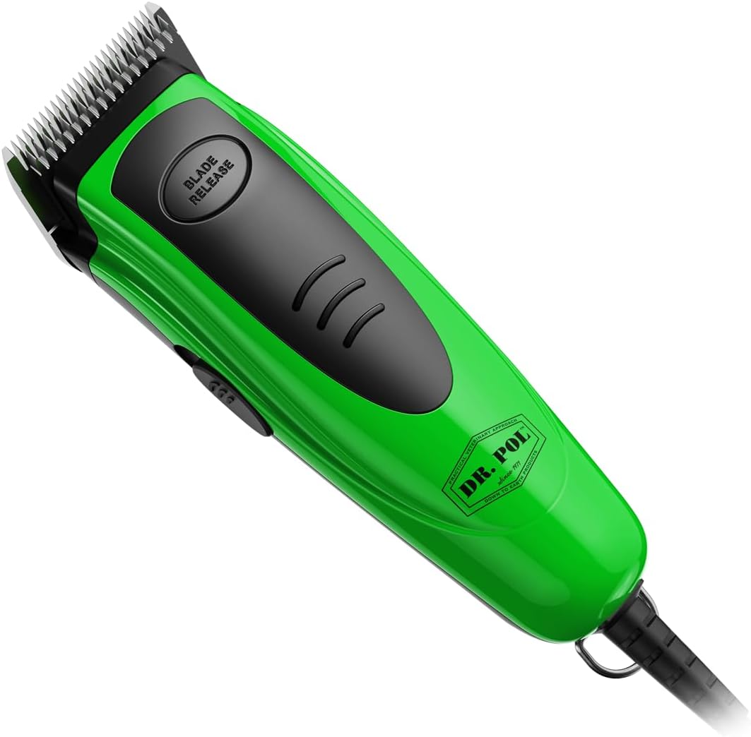 Andis Dr. Pol Easy Clip Versa Clipper Kit - Complete Grooming Solution with Detachable Blades, Attachment Combs, Nail Clipper & More for Safe, Efficient Grooming of All Dog Types, Green, 561121