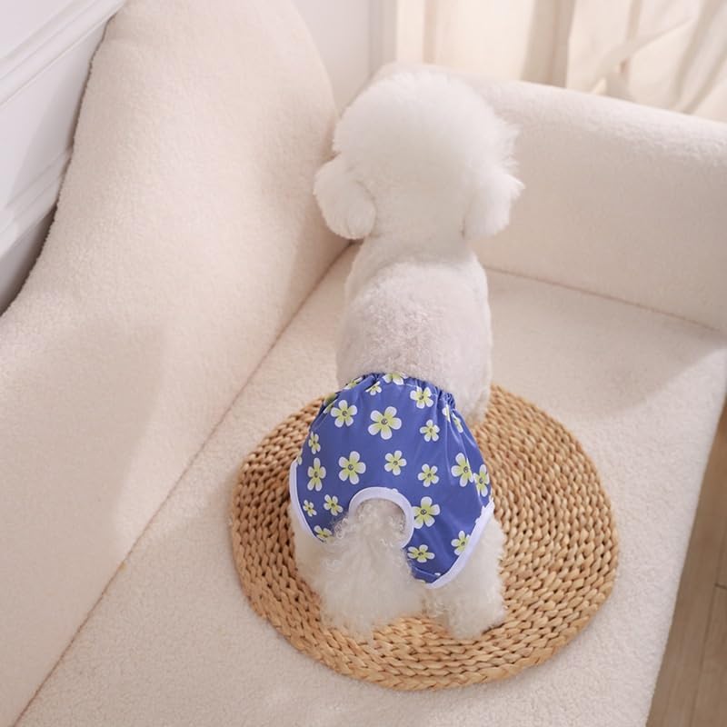 Dog Diapers for Female Dogs, Washable Reusable Pet Physiological Pants with Cute Prints, Period and Heat Protection for Small Medium Large Dogs-4PCS(B,XL)(#A,S)