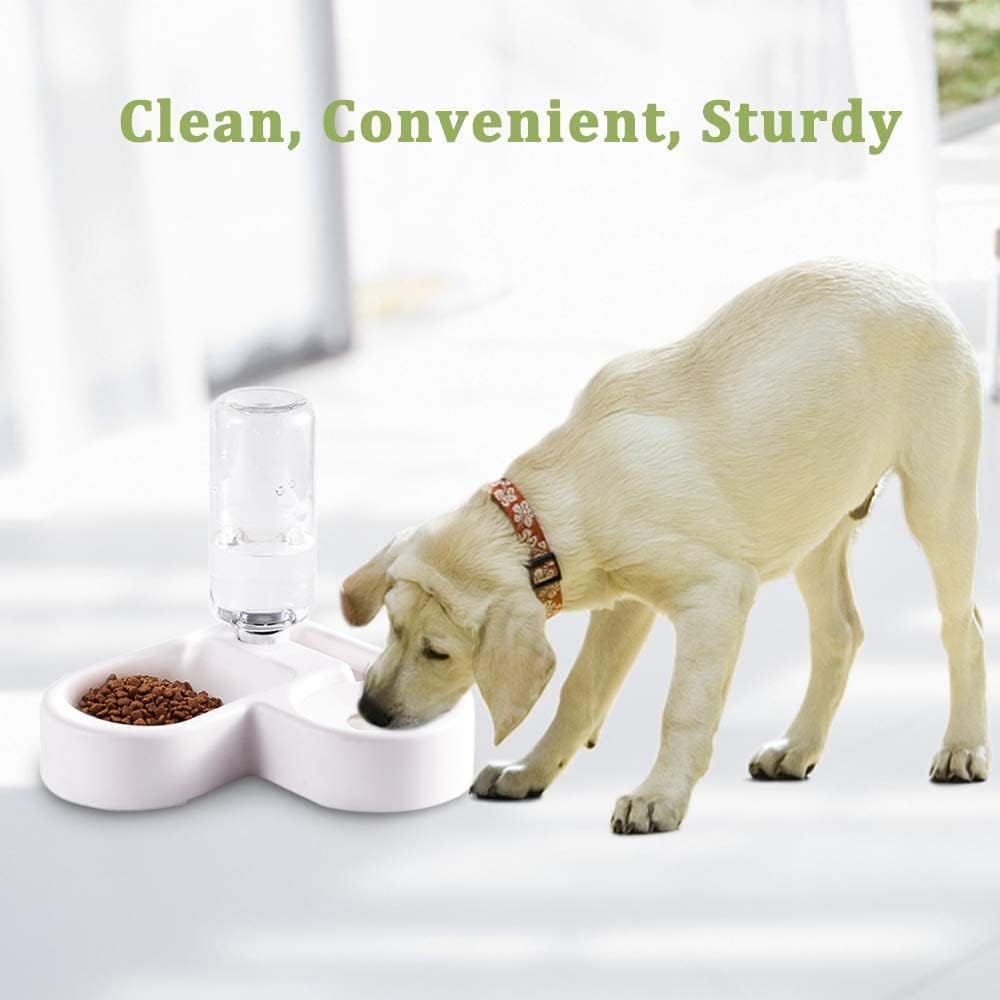 pet Water Dispenser 2 in 1 Pet Feeder Water Automatic Dispenser with Bottle for Dog & Cat, Spill Proof Pet Drinking Fountain Water Bowl for Pets Feeding cat Fountain