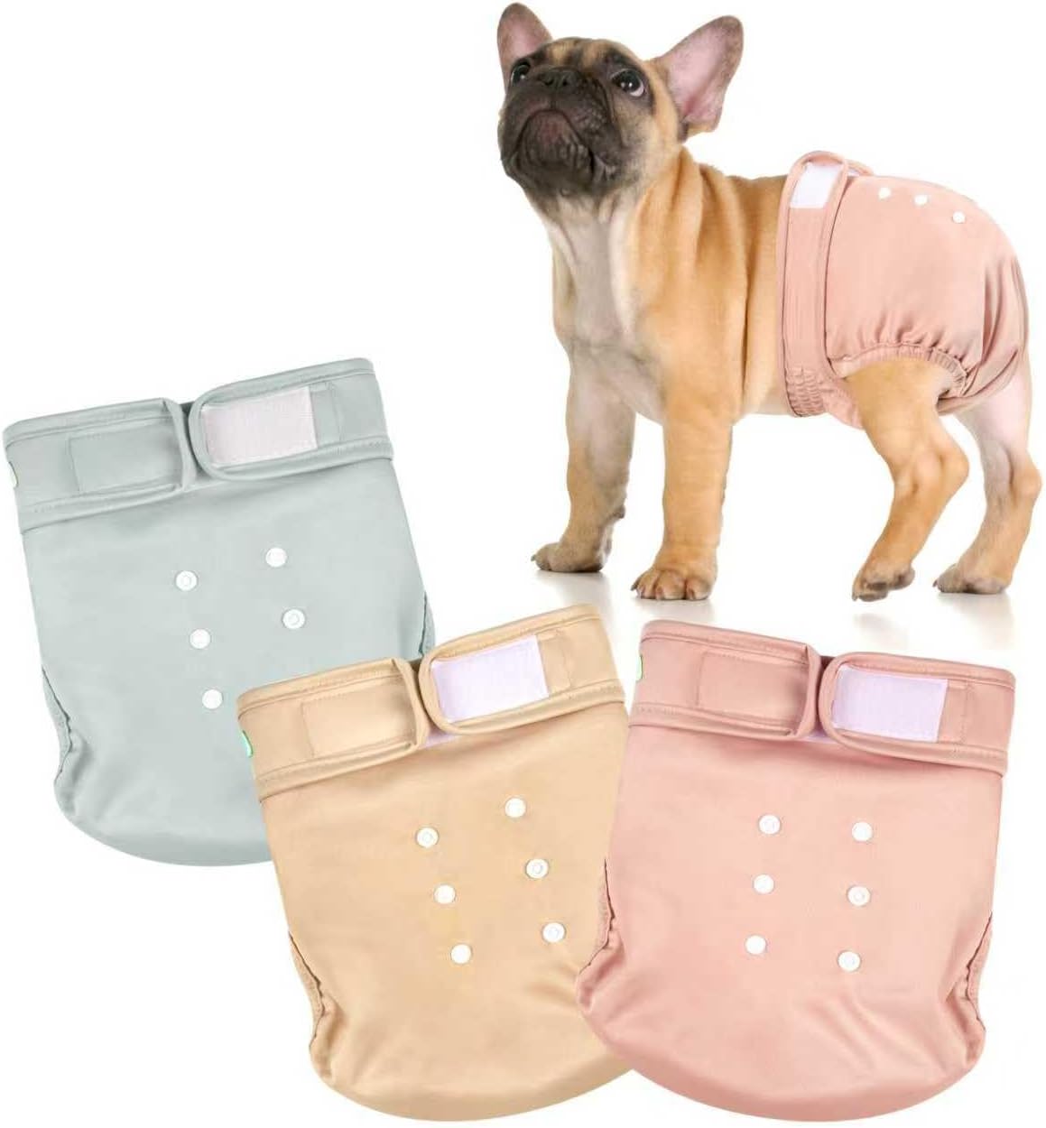 wegreeco Frenchie Dog Diapers Female No Tail Hole, Washable Pet French Puppy Bulldog Diapers Female for Period Heat, Reusable Doggy Doggie Dog Diapers （X-Large）