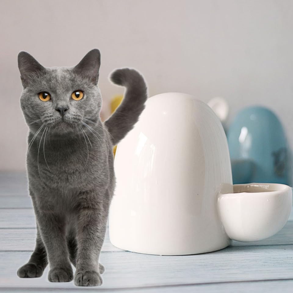 iplusmile Cartoon Cat Ears Small Pet Water Feeder Automatic Self-Dispensing Bowl for Hamster Rabbit Cat Small Animals 3.54X2.36X2.36In