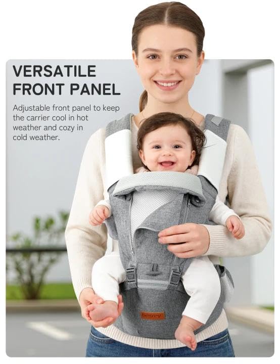 besrey Breathable Baby Carrier Newborn to Toddler,Adjustable Detachable Toddler Carrier with Hip Seat,Front Facing Baby Wraps Carrier,Safety Approved, Structured Support, Convenient Pockets