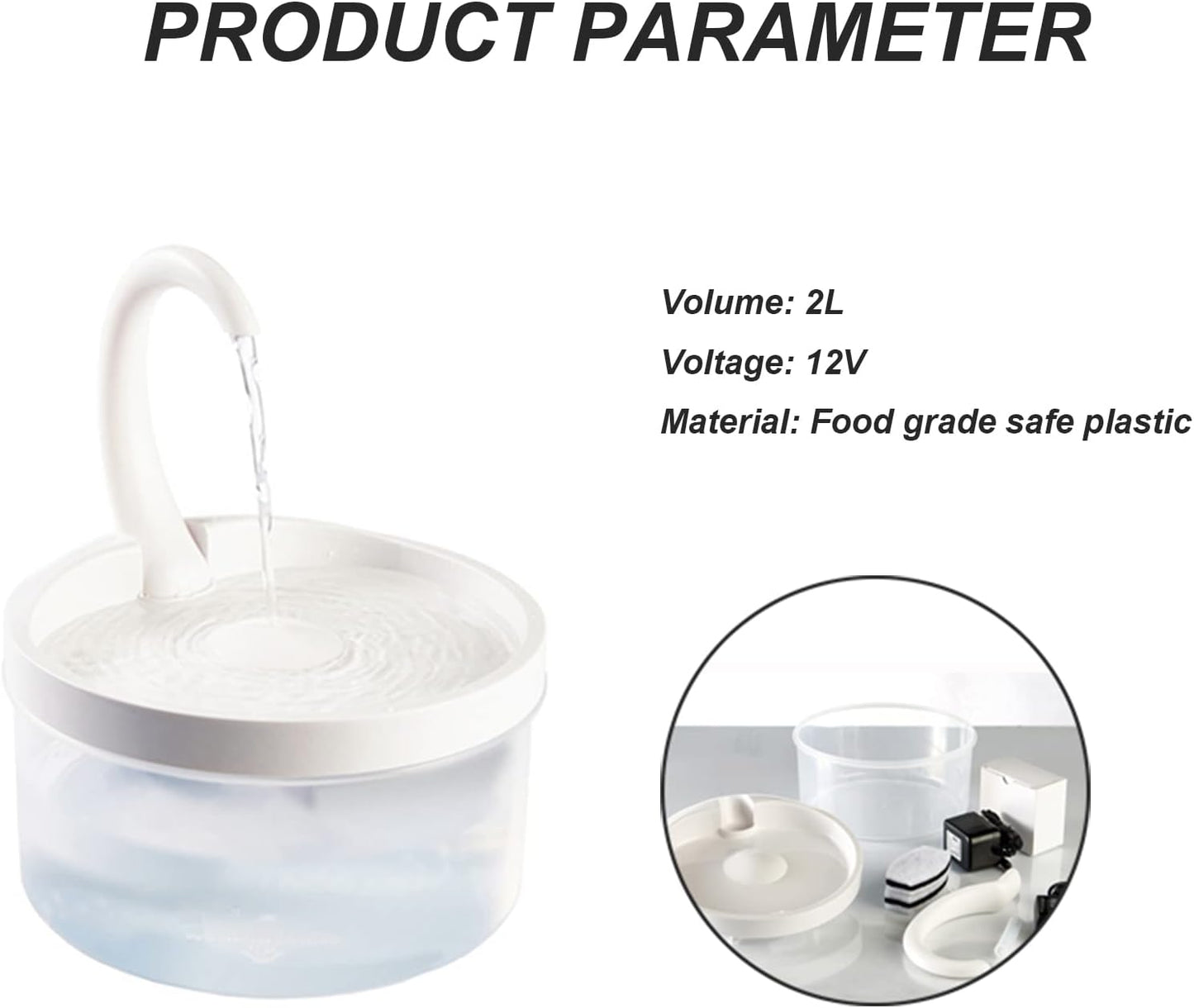Cat Water Fountain, Automatic Pet Water Fountain with Faucet, Birds Shower Dog Water Drinking Dispenser with LED Indicator for Cats Dogs Small Animals,White