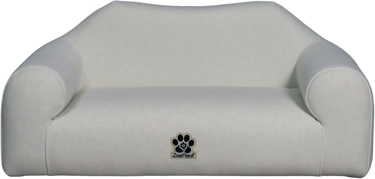 Pet Sofa Bed, Orthopedic Washable Dog Bed for Small Medium Dogs and Cats, Modern Plush Pet Furniture with Removable Cover(White)