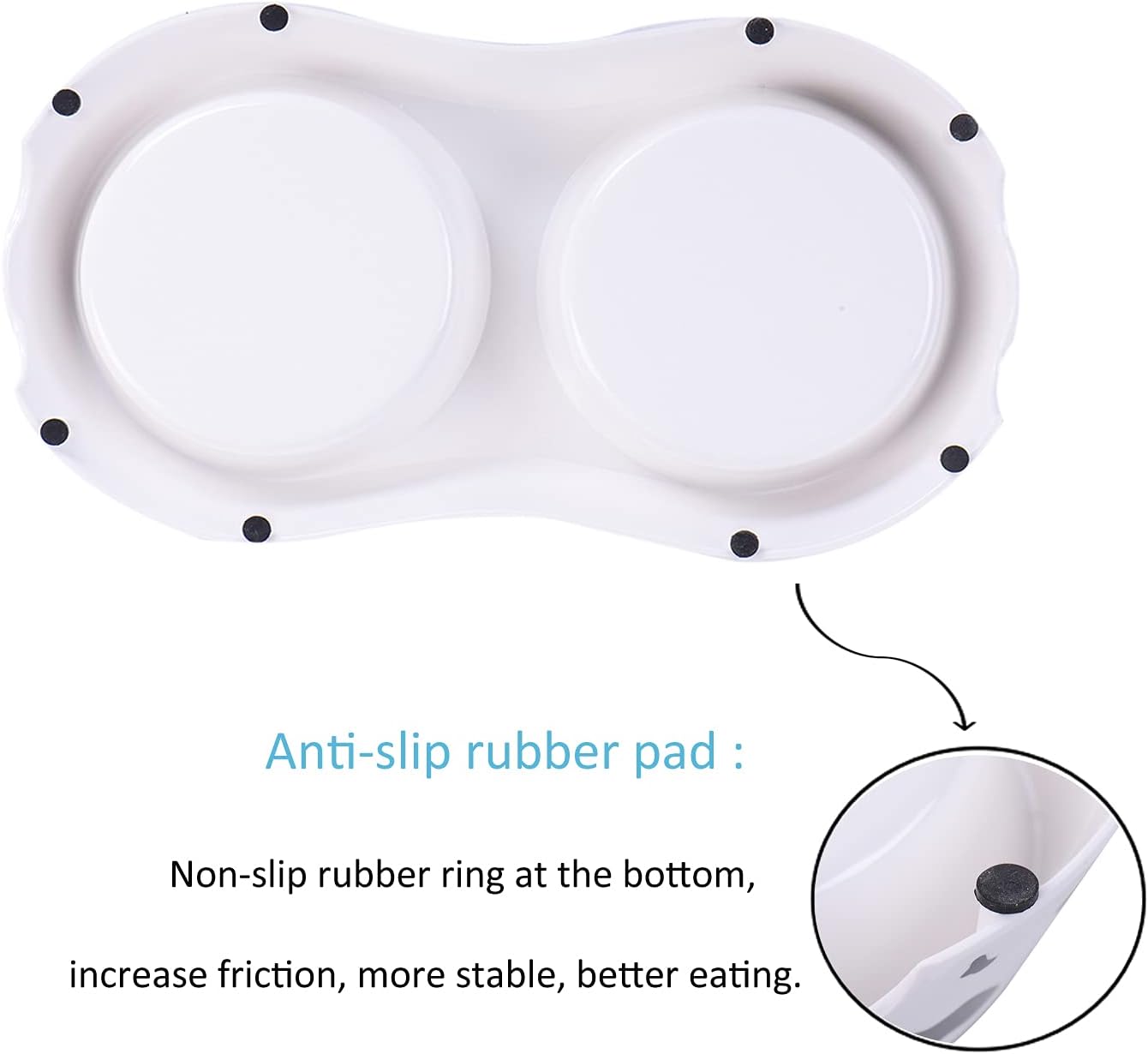 Pet Double Bowl Stainless Steel-Cow Type Pet Elevated Feeder Bowl for Dogs Cats (M (10 * 4.8 * 1.6 in))