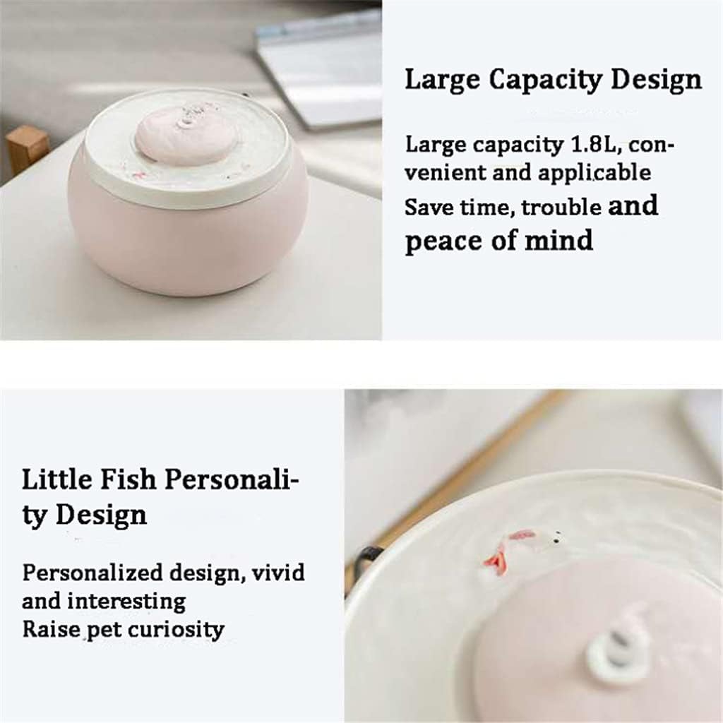 Ceramic Cats Drinking Water Fountain 1.8L Cats Dogs Drinker Bowl Electric Automatic Water Feeder Dispenser Pet Bowls Keep Warm (Color : Pink) (Blue)
