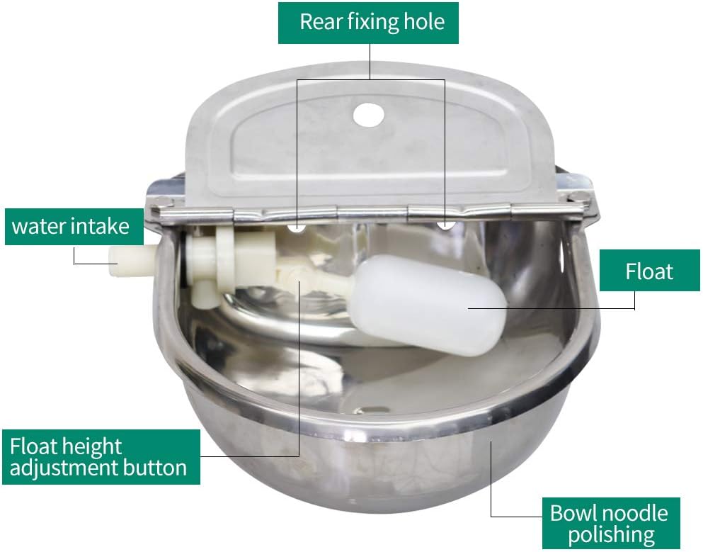 Automatic Water Trough Dog Feeder Bowl with Float for Cattle Horse Goat Sheep Animals Stainless Pet Livestock Tool
