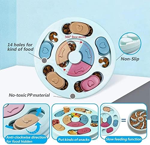 Dog Slow Feeder Interactive Puzzle Toys Dispenser Slowly Eating Bowl Pet Dogs Game (Color : A, Size : One Size)